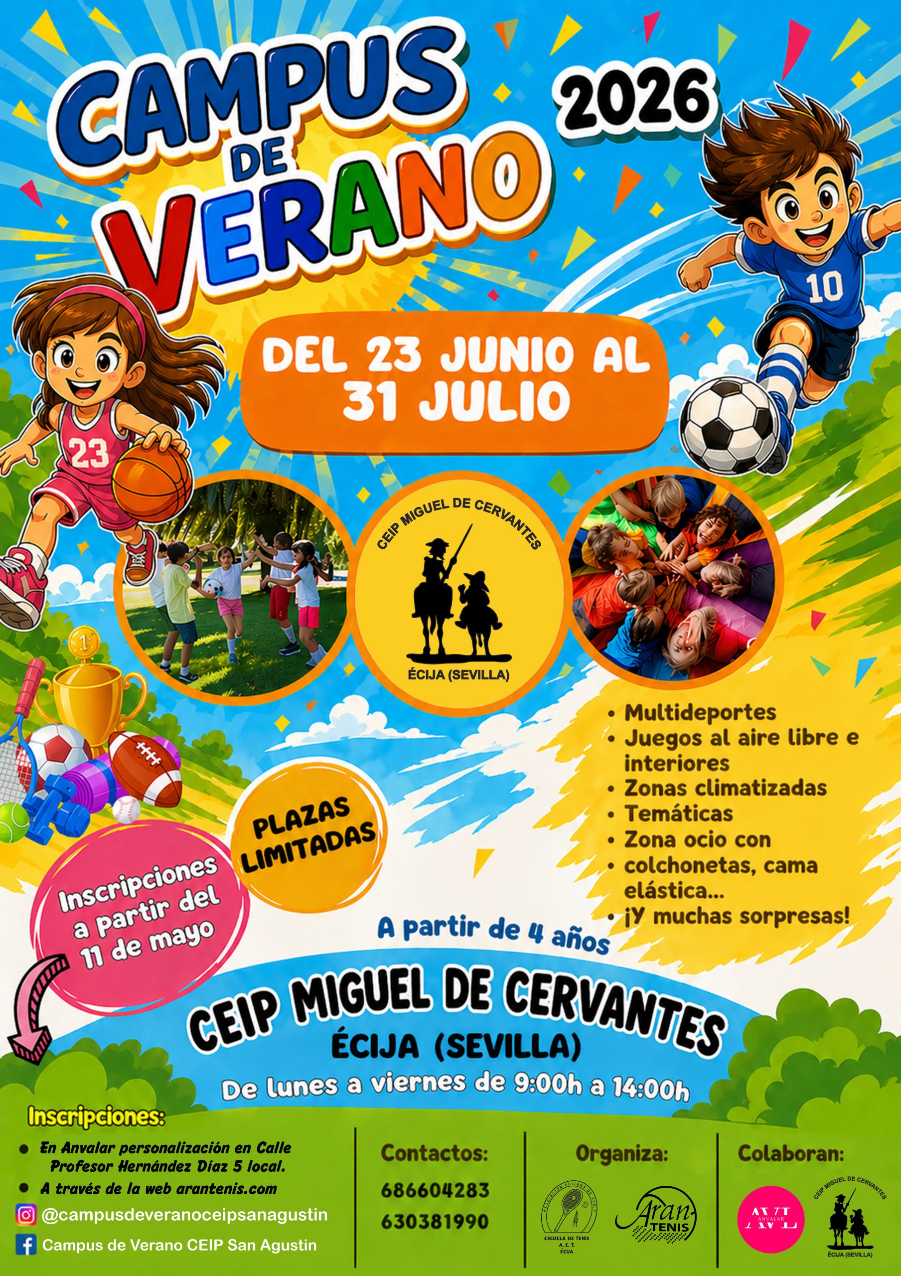 INSCRÍBETE AHORA EN EL CAMPUS DE VERANO 2026 CEIP MIGUEL DE CERVANTES Y CEIP SAN AGUSTIN